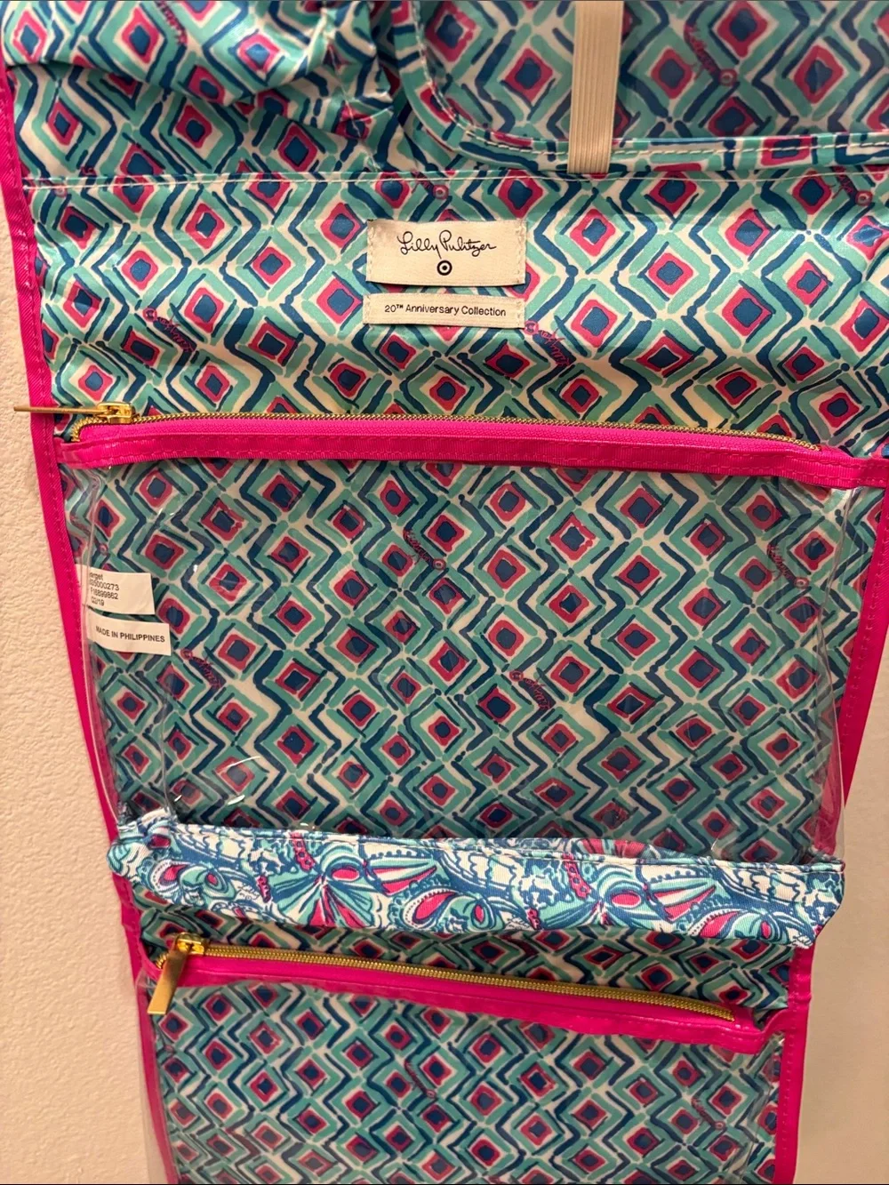 Lilly Pulitzer for Target Pink, Teal & Blue Hanging Jewelry Organizer
